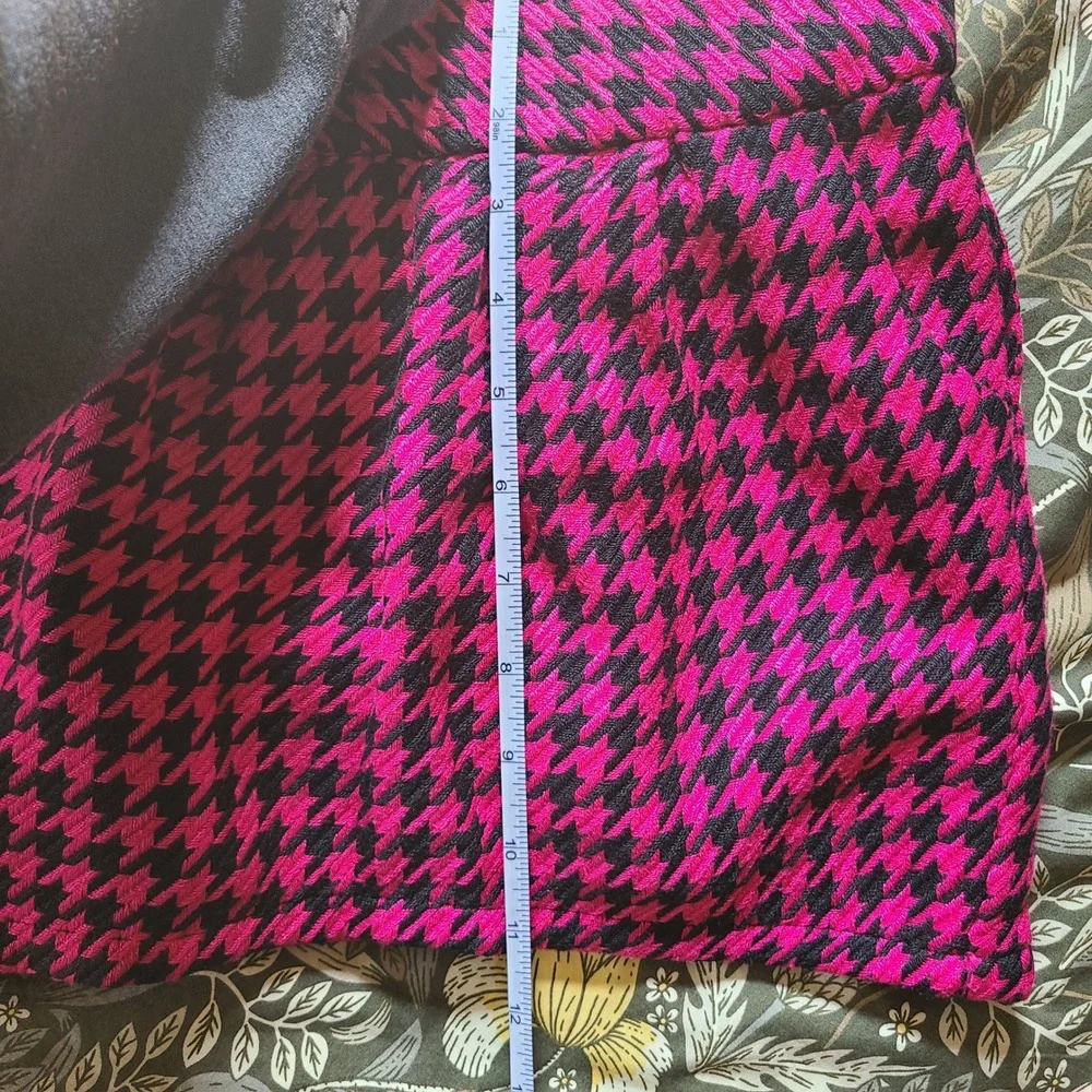 Y2K Cherokee Houndstooth Mini Skirt Kids 7/8 Pink Black Retro Skater Whimsigoth